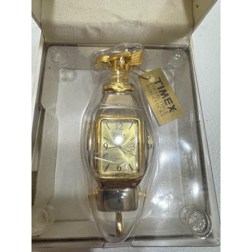 VTG Timex Collectible Mini Clock Golf Bag Design Gold Silver Tone‎ Quartz TMX210 - Picture 6 of 9